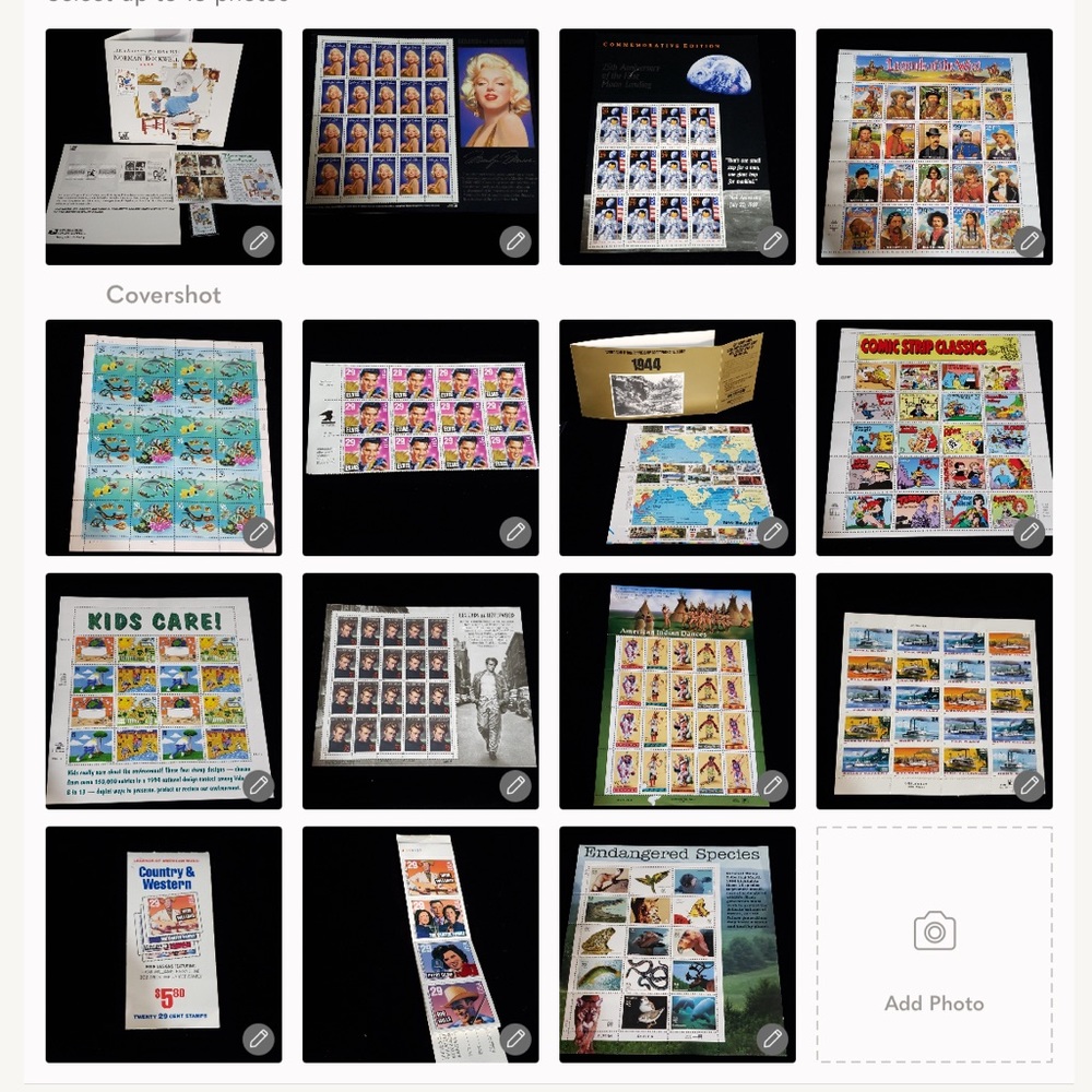 Stamp collection: Marilyn Monroe, Elvis, James Dean, Norman Rockwell, mo…